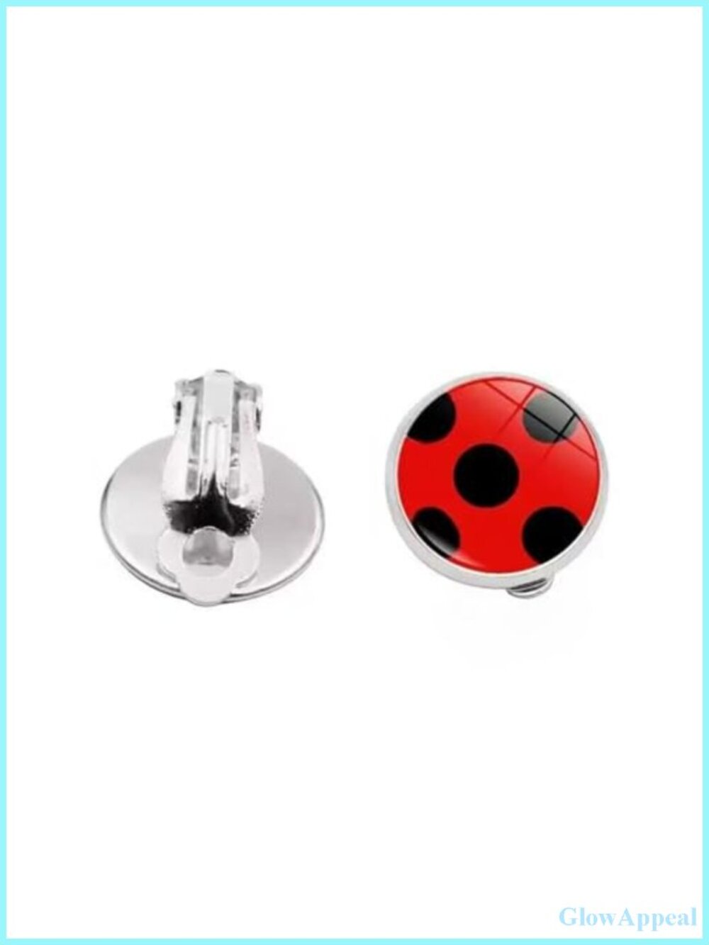 Ladybug Clip-On Earrings, No Piercing Required, Red Black Polka Dot